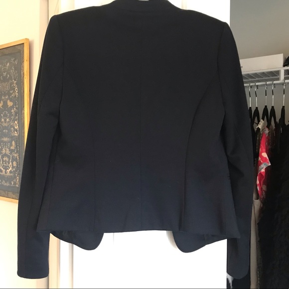 F21 navy blue cropped blazer w/ gold buttons - Picture 3 of 9